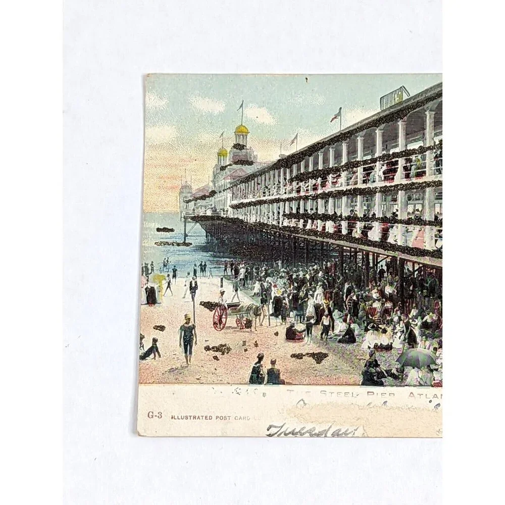 Vintage Postcard Illustrated The Steel Pier Atlantic‎ City New Jersey NJ 1900s